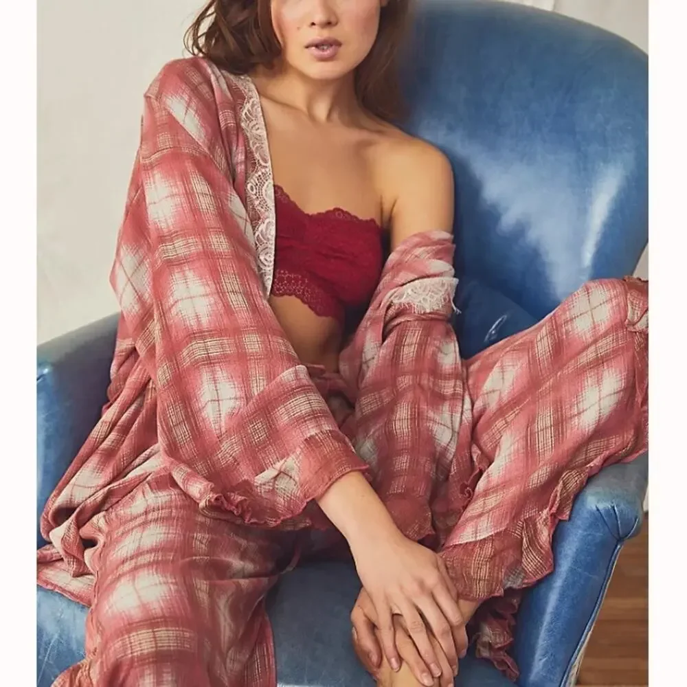 NWT Free People Lacey Looks Bandeau Burgundy Sz Small